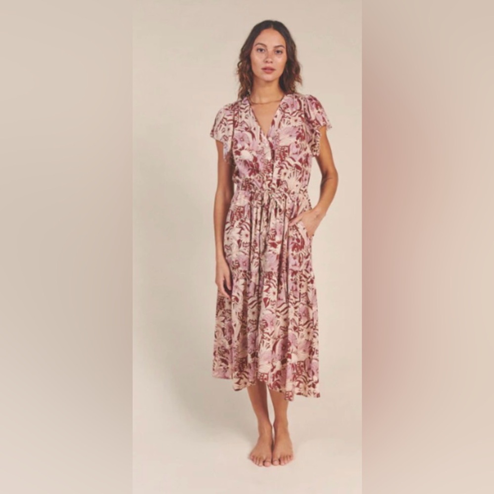 Trovata birds of paradise Kristi dress canela palm XS
